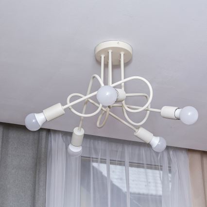 Lustre de teto sobreposto OXFORD 5xE27/15W/230V cor creme