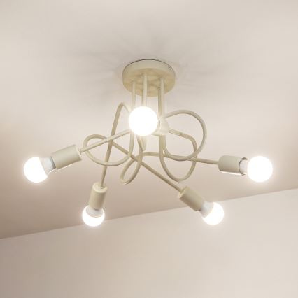 Lustre de teto sobreposto OXFORD 5xE27/15W/230V cor creme
