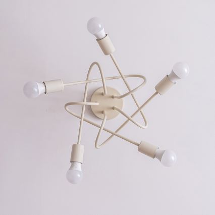 Lustre de teto sobreposto OXFORD 5xE27/15W/230V cor creme