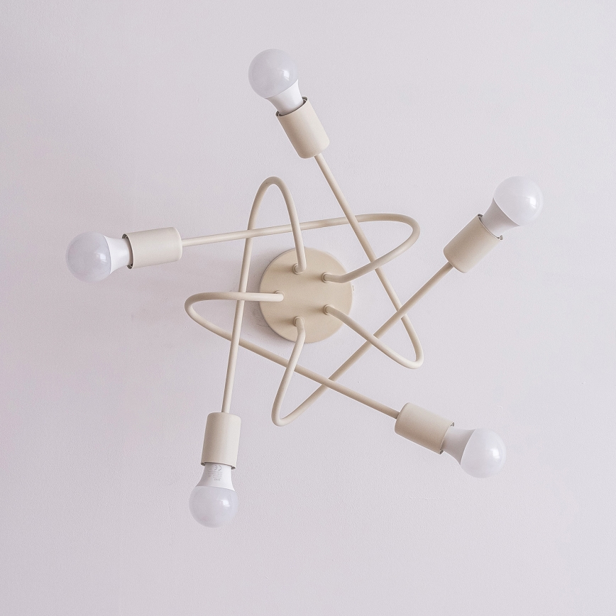 Lustre de teto sobreposto OXFORD 5xE27/15W/230V cor creme