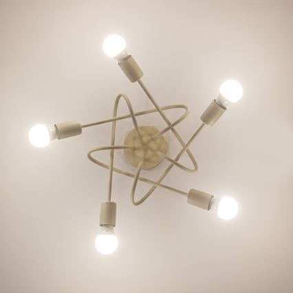 Lustre de teto sobreposto OXFORD 5xE27/15W/230V cor creme