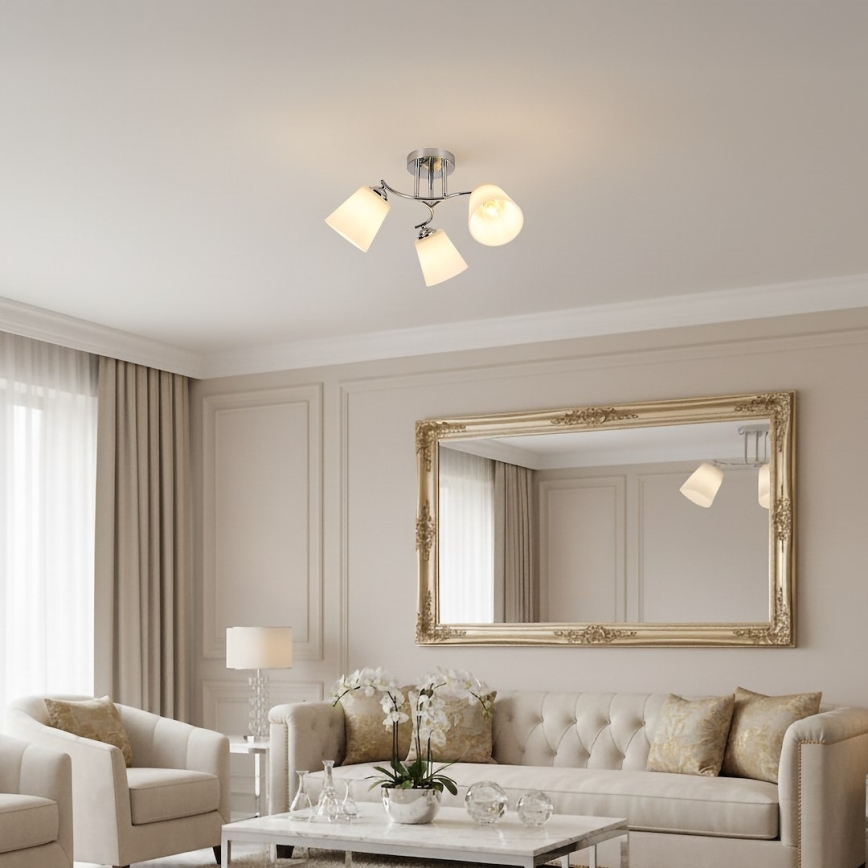 Lustre de teto sobreposto PAFOS 3xE27/15W/230V cromado brilhante