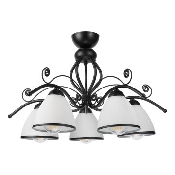 Lustre de teto sobreposto RETRO 5xE27/60W/230V preto/branco