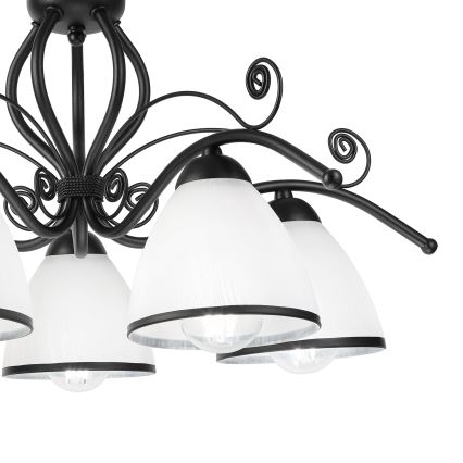 Lustre de teto sobreposto RETRO 5xE27/60W/230V preto/branco