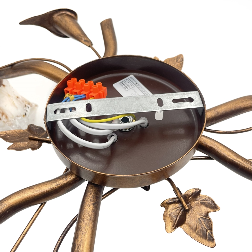 Lustre de teto sobreposto ROZETA 3xE14/40W/230V, acabamento em bronze