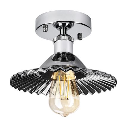 Lustre de teto sobreposto TRISH 1xE27/15W/230V cromado brilhante/preto fumê