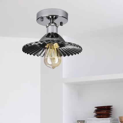Lustre de teto sobreposto TRISH 1xE27/15W/230V cromado brilhante/preto fumê