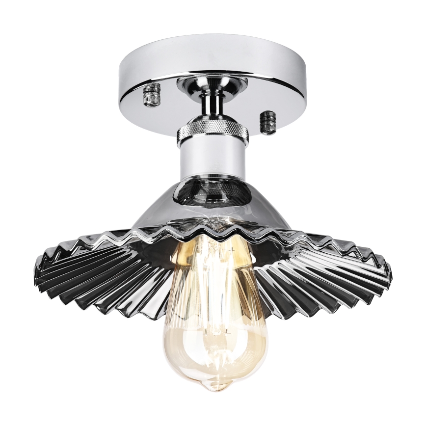 Lustre de teto sobreposto TRISH 1xE27/15W/230V cromado brilhante/preto fumê