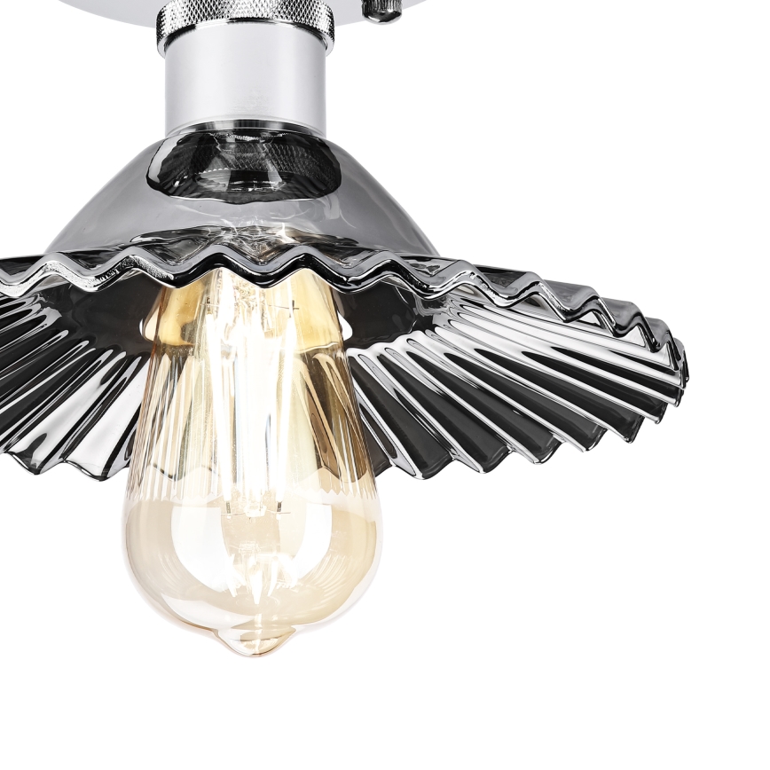 Lustre de teto sobreposto TRISH 1xE27/15W/230V cromado brilhante/preto fumê
