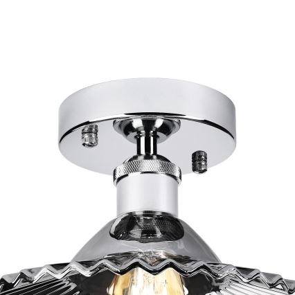 Lustre de teto sobreposto TRISH 1xE27/15W/230V cromado brilhante/preto fumê