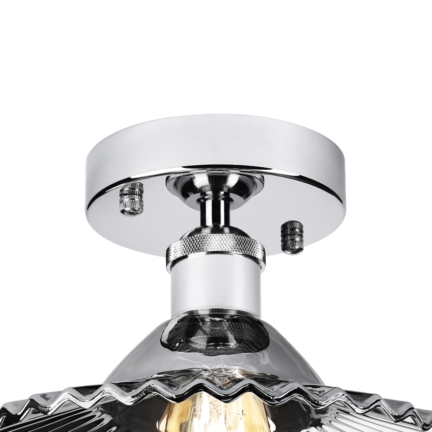 Lustre de teto sobreposto TRISH 1xE27/15W/230V cromado brilhante/preto fumê