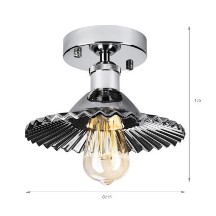 Lustre de teto sobreposto TRISH 1xE27/15W/230V cromado brilhante/preto fumê