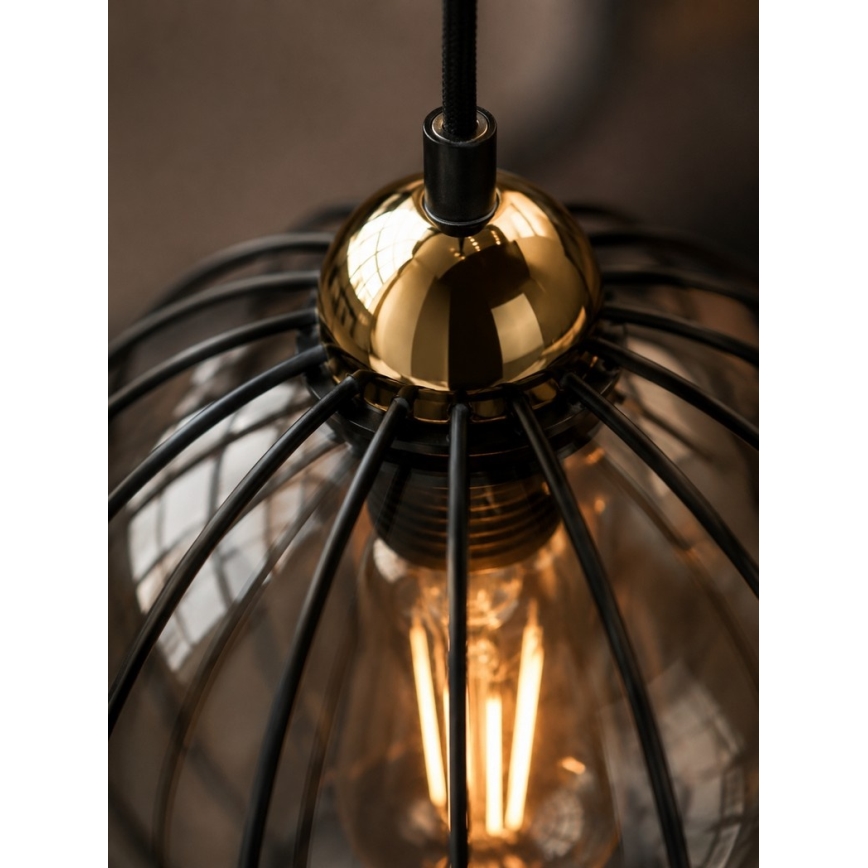 Plafon SOLO BLACK 3xE27/60W/230V diâmetro 30 cm preto/dourado