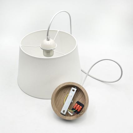 Lustre em cabo AIDA 1xE27/60W/230V Ø 25 cm carvalho/branco