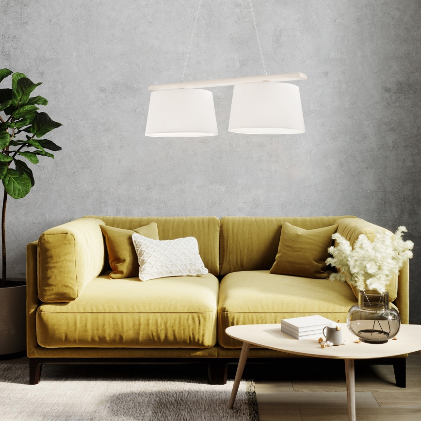 Lustre em cabo AIDA 2xE27/60W/230V, Ø 35 cm, carvalho/branco