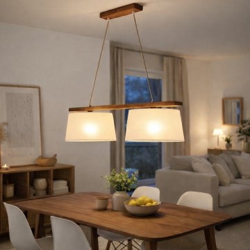 Lustre em cabo AIDA 2xE27/60W/230V Ø 35 cm carvalho/nogueira