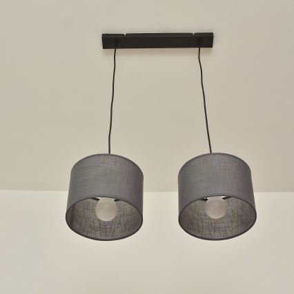 Lustre em cabo ALBA 2xE27/15W/230V cinzento