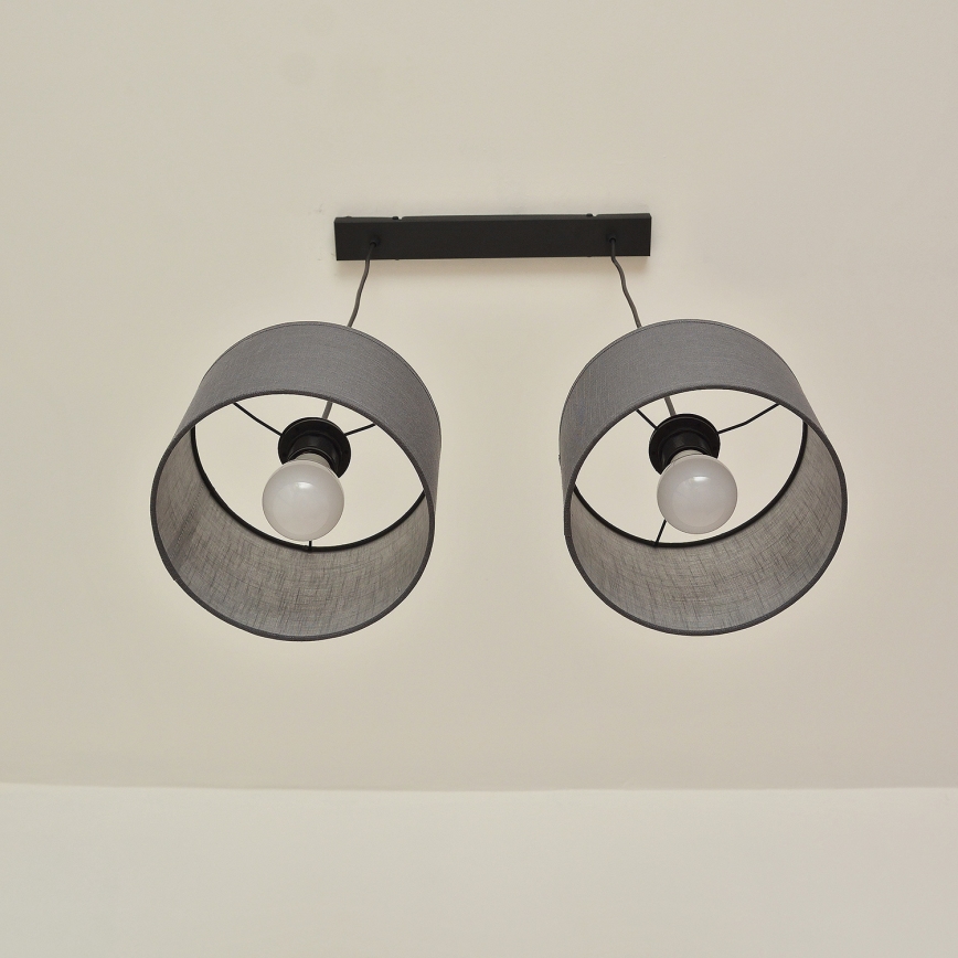 Lustre em cabo ALBA 2xE27/15W/230V cinzento