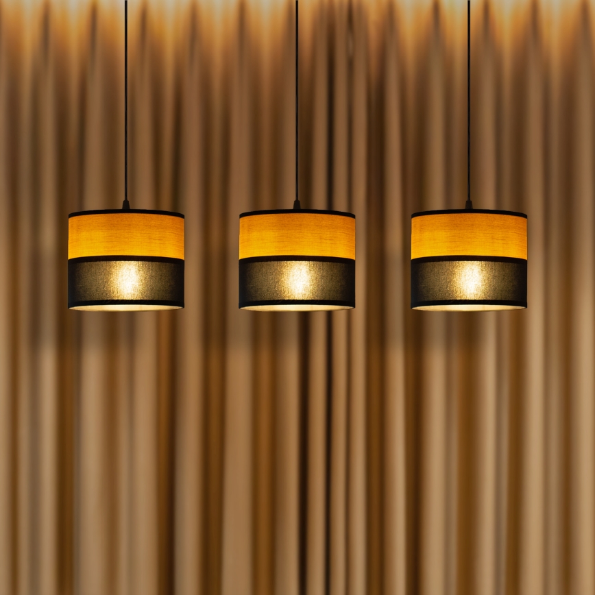 Lustre em cabo ALBA 3xE27/15W/230V preto/castanho