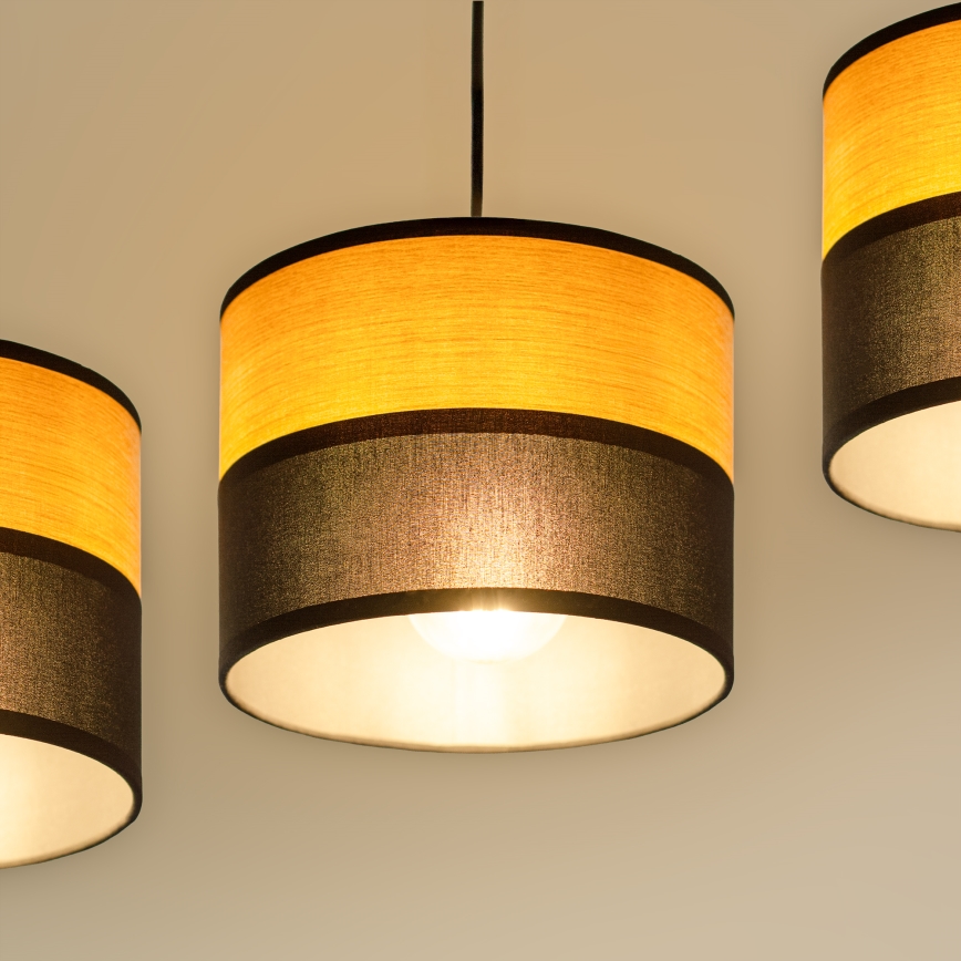 Lustre em cabo ALBA 3xE27/15W/230V preto/castanho