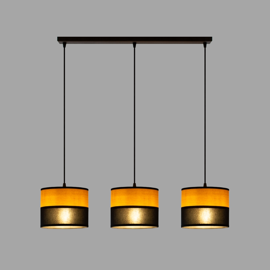 Lustre em cabo ALBA 3xE27/15W/230V preto/castanho