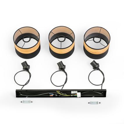 Lustre em cabo ALBA 3xE27/15W/230V preto/castanho