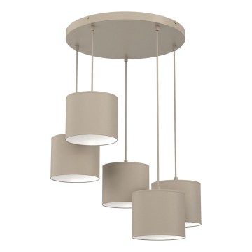 Lustre em cabo ARDEN 5xE27/15W/230V Ø 44 cm bege