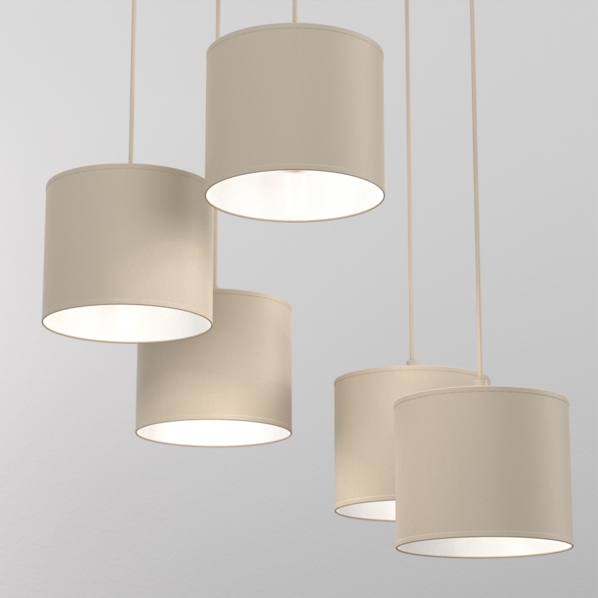 Lustre em cabo ARDEN 5xE27/15W/230V Ø 44 cm bege