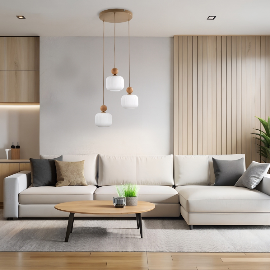 Lustre em cabo BALLO 3xE14/10W/230V bege