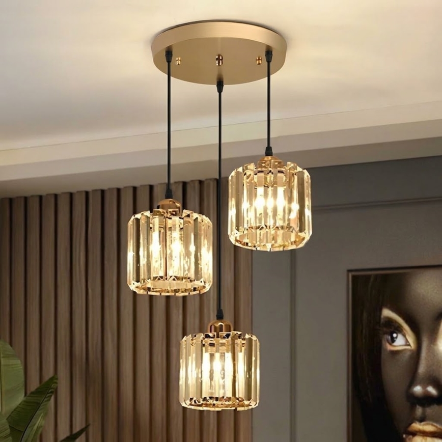 Lustre em cabo BELLA 3xE27/40W/230V dourado