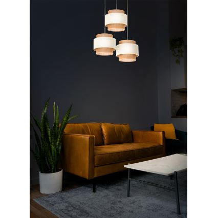 Lustre em cabo BOHO 3xE27/60W/230V creme/juta