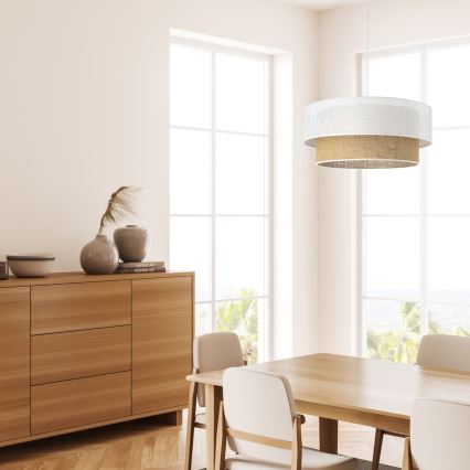 Lustre em cabo BORHO 1xE27/60W/230V Ø 40 cm branco/juta