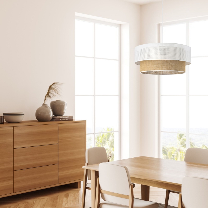 Lustre em cabo BORHO 1xE27/60W/230V Ø 40 cm branco/juta