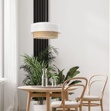Lustre em cabo BORHO 1xE27/60W/230V Ø 40 cm branco/juta