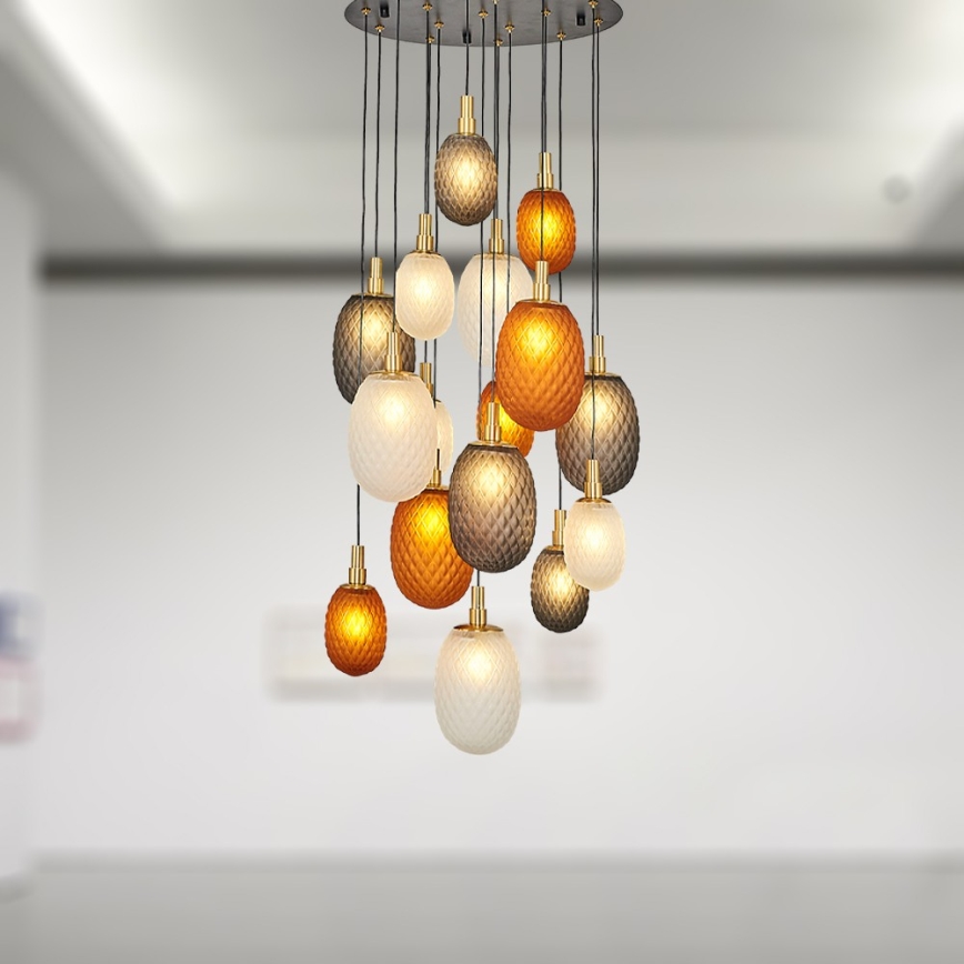 Lustre em cabo CACTUS 16xG9/5W/230V cobre/cinza/branco