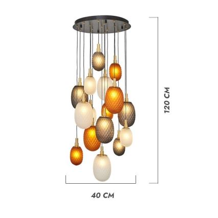 Lustre em cabo CACTUS 16xG9/5W/230V cobre/cinza/branco