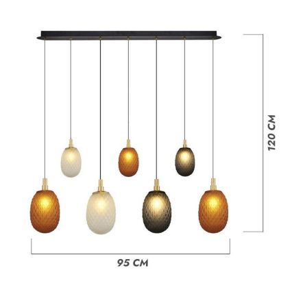Lustre em cabo CACTUS 7xG9/5W/230V cobre/cinza/branco