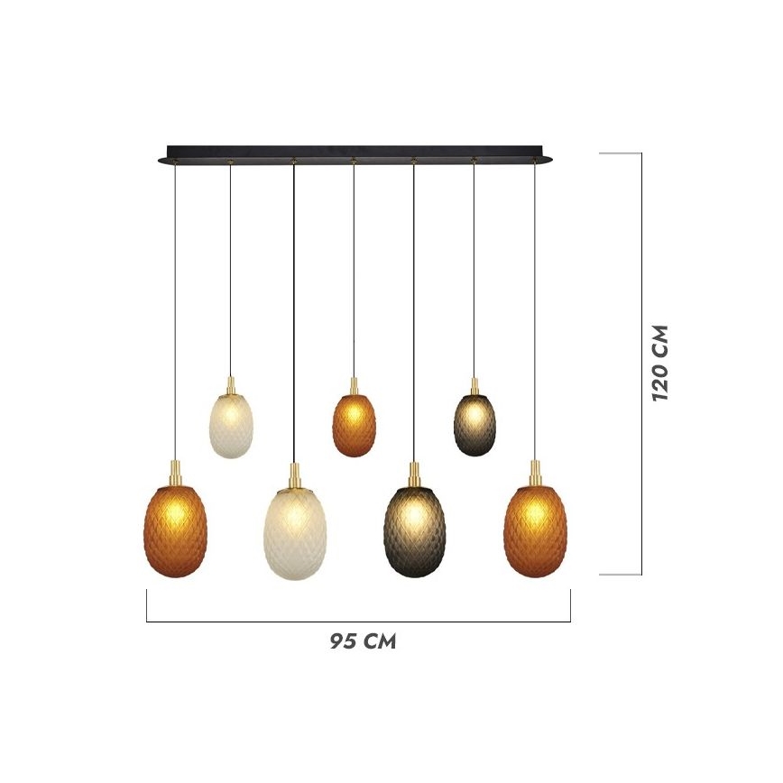 Lustre em cabo CACTUS 7xG9/5W/230V cobre/cinza/branco