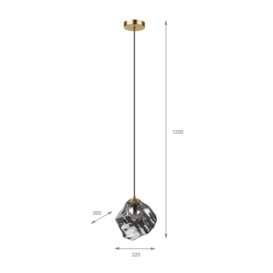 Lustre em cabo CRISTAL 1xE14/15W/230V latão/preto fumê