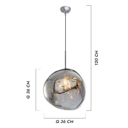 Lustre em cabo CRUMPLED 1xE27/24W/230V, diâmetro 26 cm, cobre