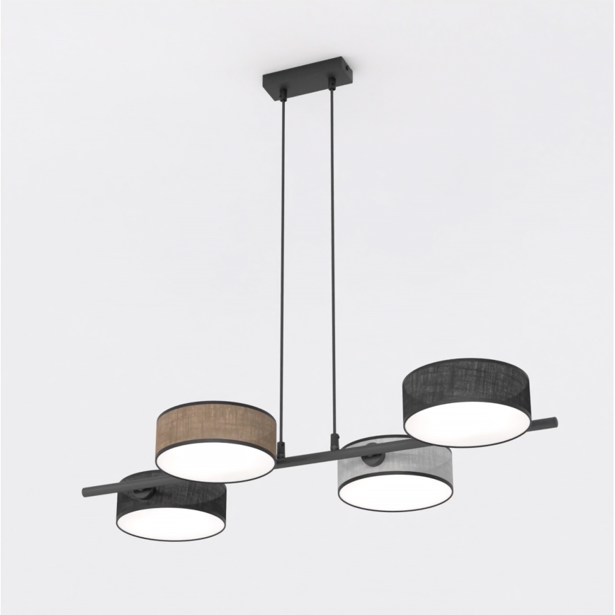 Lustre em cabo DRUMZ 4xE14/10W/230V preto/castanho/cinza
