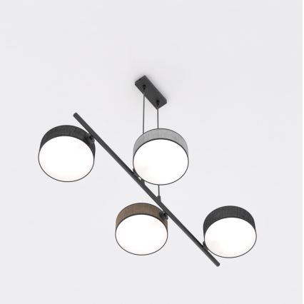 Lustre em cabo DRUMZ 4xE14/10W/230V preto/castanho/cinza