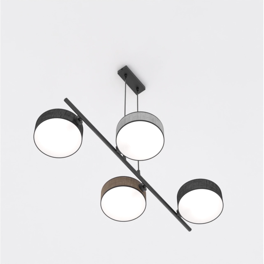 Lustre em cabo DRUMZ 4xE14/10W/230V preto/castanho/cinza