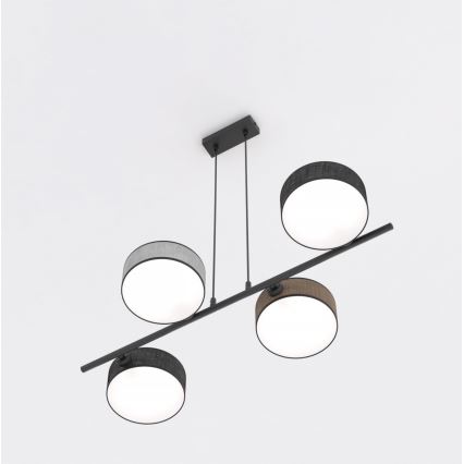 Lustre em cabo DRUMZ 4xE14/10W/230V preto/castanho/cinza