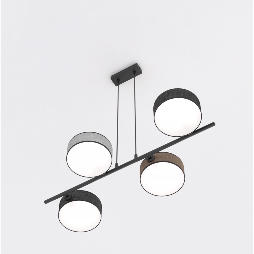 Lustre em cabo DRUMZ 4xE14/10W/230V preto/castanho/cinza