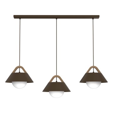 Lustre em cabo FUNDA 3xE27/15W/230V castanho