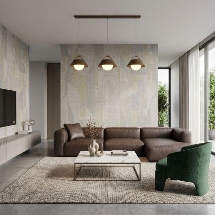 Lustre em cabo FUNDA 3xE27/15W/230V castanho