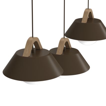 Lustre em cabo FUNDA 3xE27/15W/230V castanho