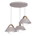 Lustre em cabo FUNDA 3xE27/15W/230V cor creme