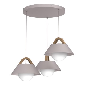 Lustre em cabo FUNDA 3xE27/15W/230V cor creme